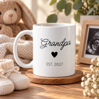 Mug Papi Estimé. Cadeau de premier Papi Moderne Cœur