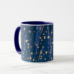MUG PAPIER EN MARBRE BLEU ABSTRAIT AVEC ÉPAULES D'OR
