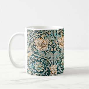 Mug Papier peint floral Morris Teal Blue Honeysuckle
