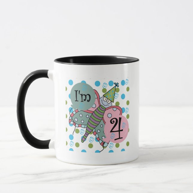 Mug Papillon 4e anniversaire Tshirts et cadeaux (Gauche)