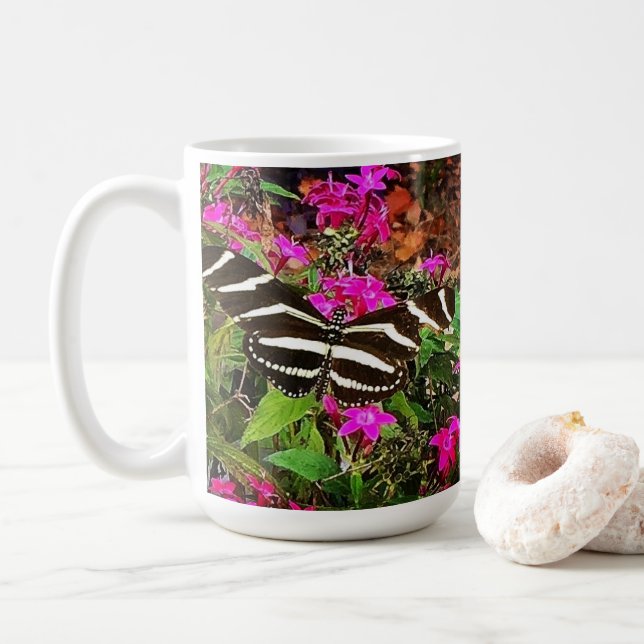 Mug Papillon à aile longue Zebra (Avec donut)