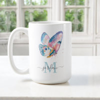 Papillon aquarelle coloré avec votre monogramme