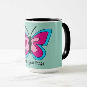 Mug Papillon bleu magenta rose   Ajouter du texte
