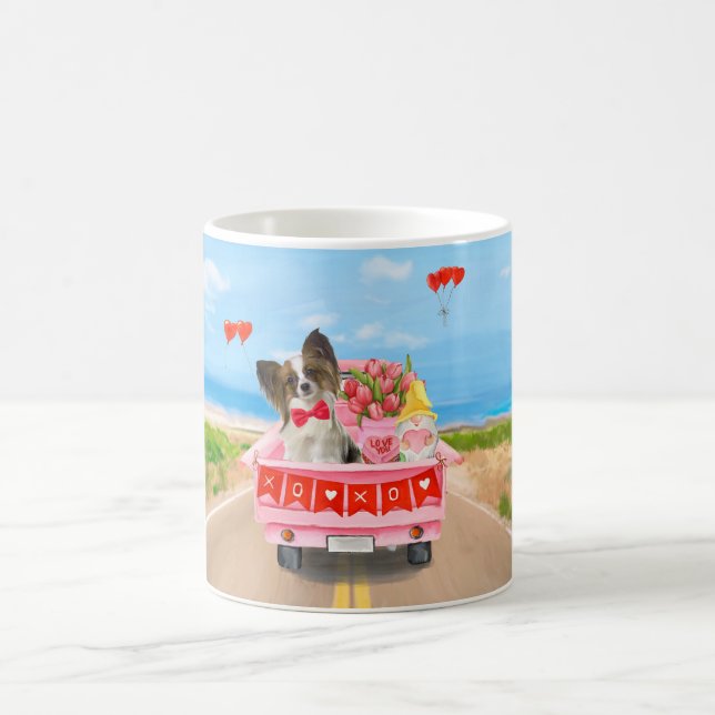 Mug Papillon Chien Saint-Valentin Coeurs de Camion (Centre)