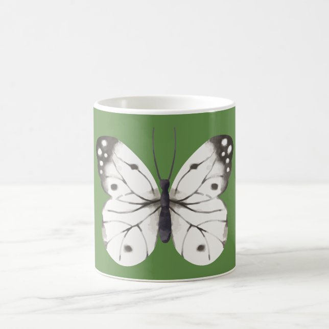 Mug Papillon d'aquarelle noir et blanc (Centre)