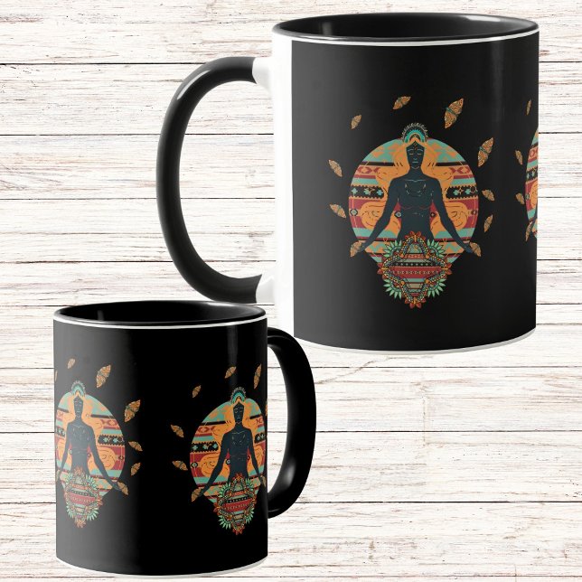 Mug Papillon de déesse noire Mandala Bohemian (Créateur téléchargé)