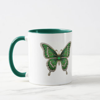 Mug Papillon de luxe émeraude et diamant