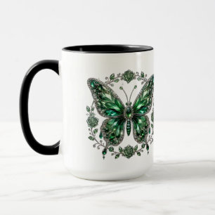 Mug Papillon en cristal vert Cadre floral