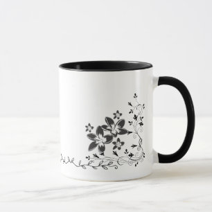 Mug Papillon et fleurs élégants en ligne artistique en