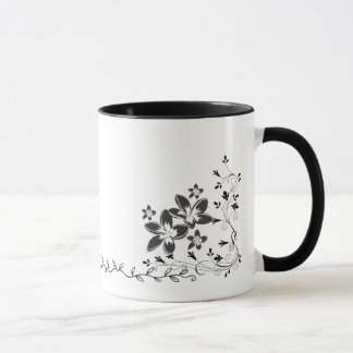 Mug Papillon et fleurs élégants en ligne artistique en