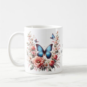 Mug Papillon Fleuriste Personnalisé Joyeux Anniversair