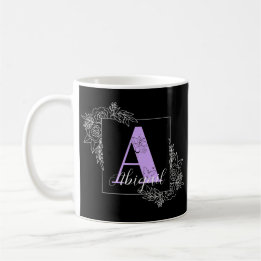 Mug Papillon floral pourpre Monogramme personnalisé -