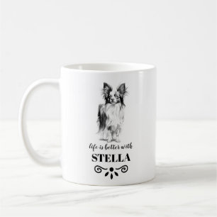 Mug Papillon Life est meilleur avec Custom Dog Name