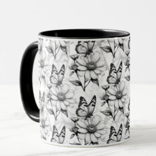 Mug Papillon minimaliste sur la conception Motif de fl