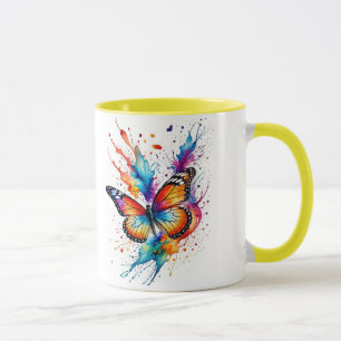 Mug Papillon Monarch Aquarelle Vibrant Éclaboussure