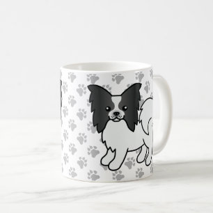 Mug Papillon noir et blanc Chien de dessin animé migno