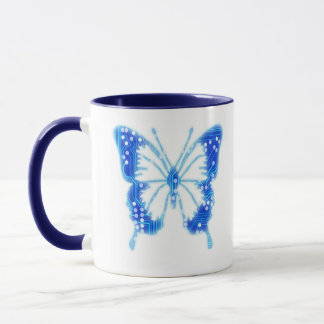 Mug Papillon numérique bleu, personnaliser arrière - p