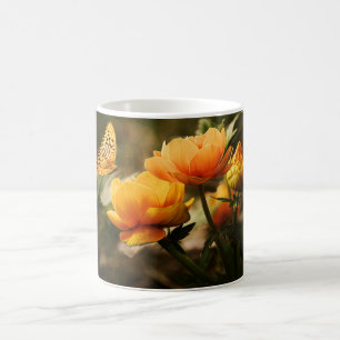 Mug Papillon orange et fleurs