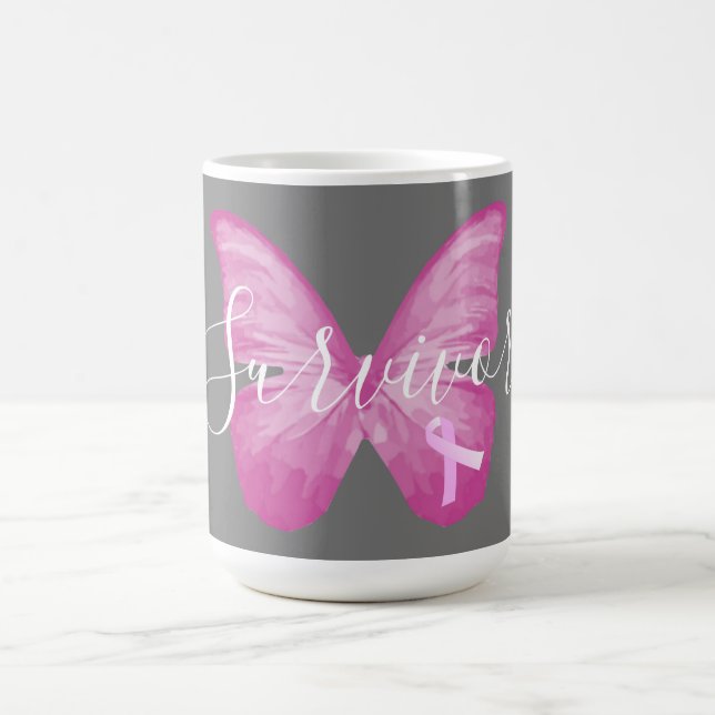Mug Papillon rose Cancer du sein Survivant (Centre)