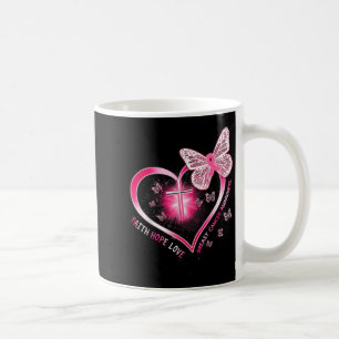 Mug Papillon rose Croix Foi Espoir Amour Cancer du sei