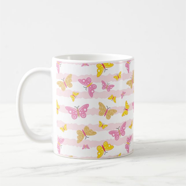 Mug Papillon rose et or (Gauche)
