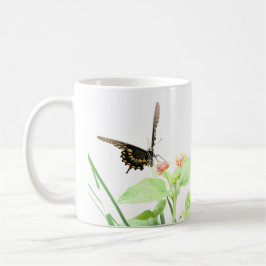 Mug Papillon sur Lantana, sur Blanc
