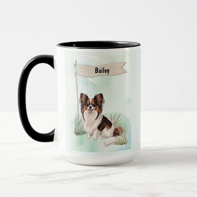 Mug Papillon Watercolor Personalized Dog (Gauche)