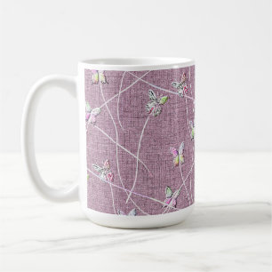 Mug Papillons à l'aquarelle sur rose poudré