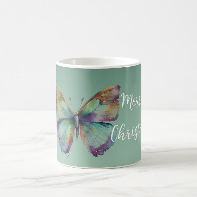 Mug Papillons à menthe bleu violet Aqua Gold (Centre)