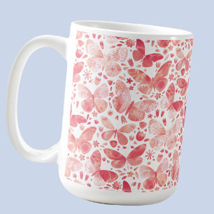 Mug Papillons Aquarelle Corail rose