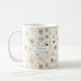 Mug Papillons Aquarelle gris jaune Nom personnalisable