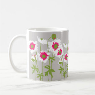 Mug Papillons blanc, rose et gris art graphique muet f