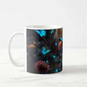 Mug Papillons bleus sur Plantes orange