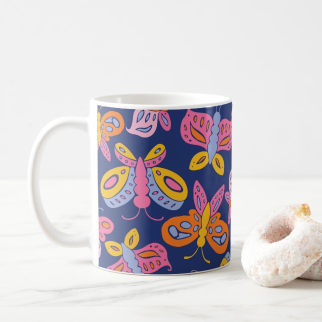 Mug papillons colorés (Avec donut)