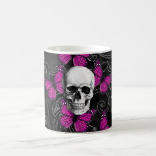 Mug Papillons de crâne et de roses indien d'imaginair