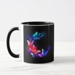 Mug Papillons de nuit Neon brillants sur arrière - pla