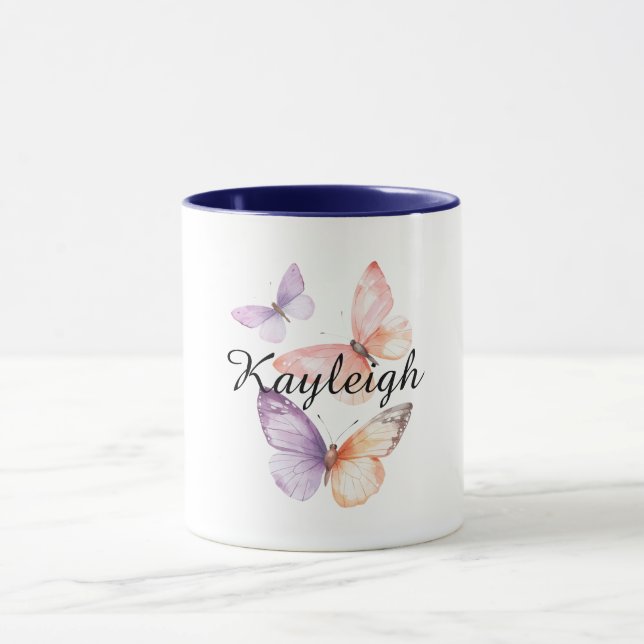 Mug Papillons de pêche à la lavande violette (Centre)