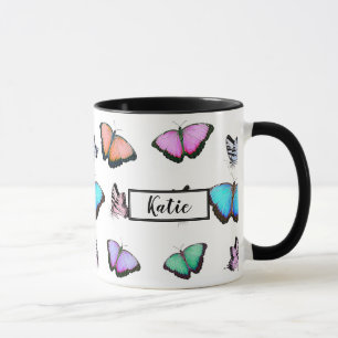 Mug Papillons en pastel personnalisés