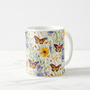 Mug Papillons et marguerites dans une prairie