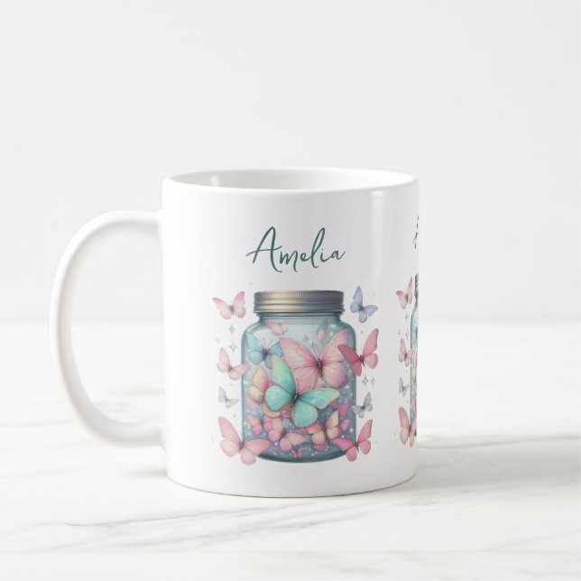 Mug Papillons Fantaisistes dans un Pot (Gauche)