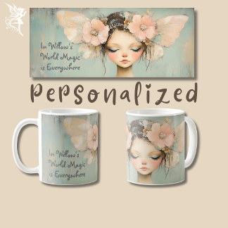 Mug Papillons Fraisés Fleur Whimsical Ailes Nom person