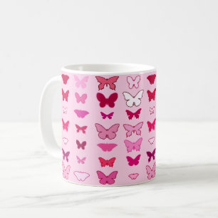 Mug Papillons, nuances roses et fuchsia