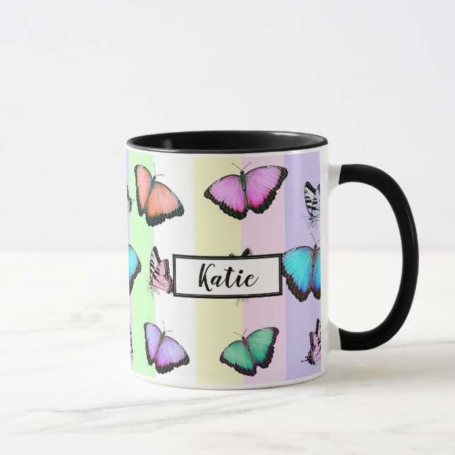 Mug Papillons Pastel Personnalisés (Droite)