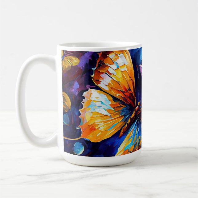 Mug Papillons Peinture à l'huile Style design 3 Café M (Gauche)