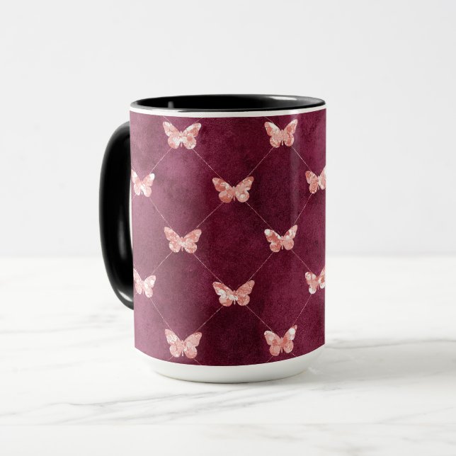 Mug Papillons roses de Bourgogne (Devant gauche)