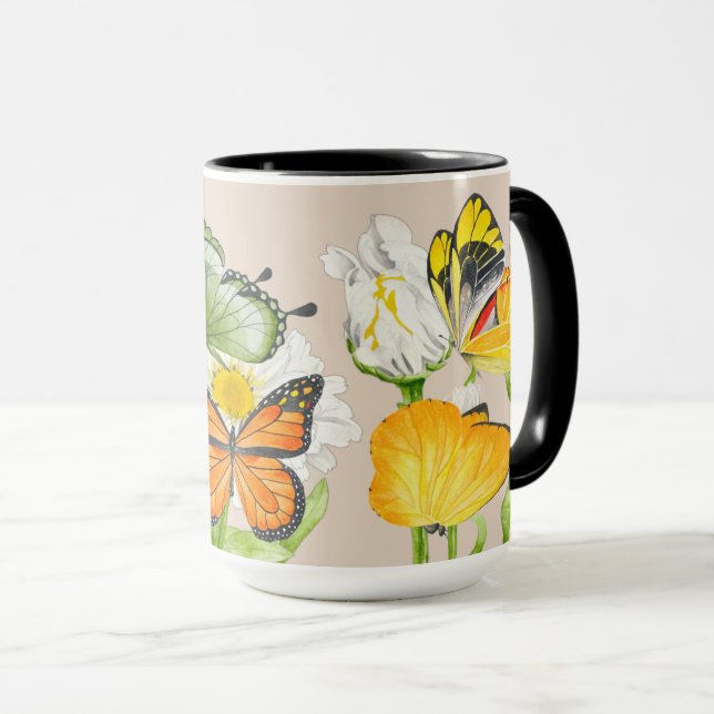 Mug Papillons sur une grosse boue combo (Devant droit)