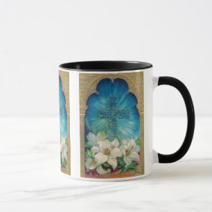 Mug Pâques avec la croix et les lis
