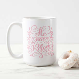 Mug Pâques Il A Risqué Christian Script Stylish Rose