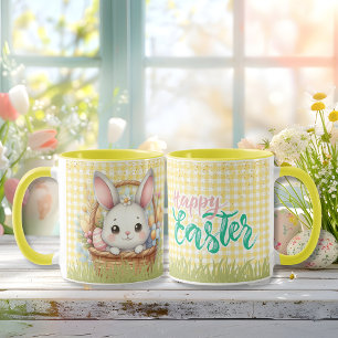 Mug Pâques joyeuses et dynamiques dans un arrière - pl