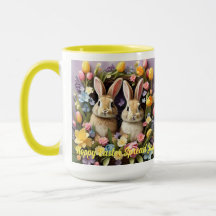 Pâques lapins de vacances Tulipes Daffodils Daisée